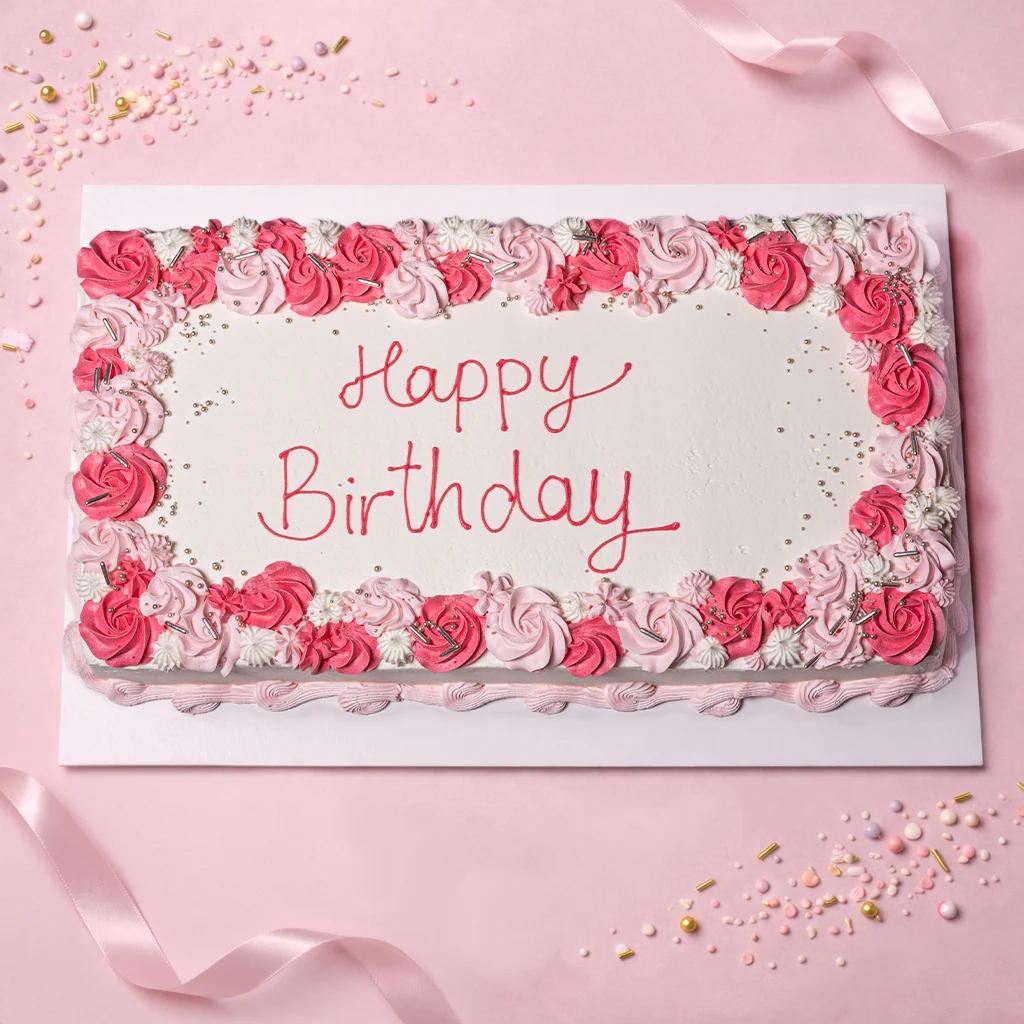 Large Fancy Piped Slab Cake