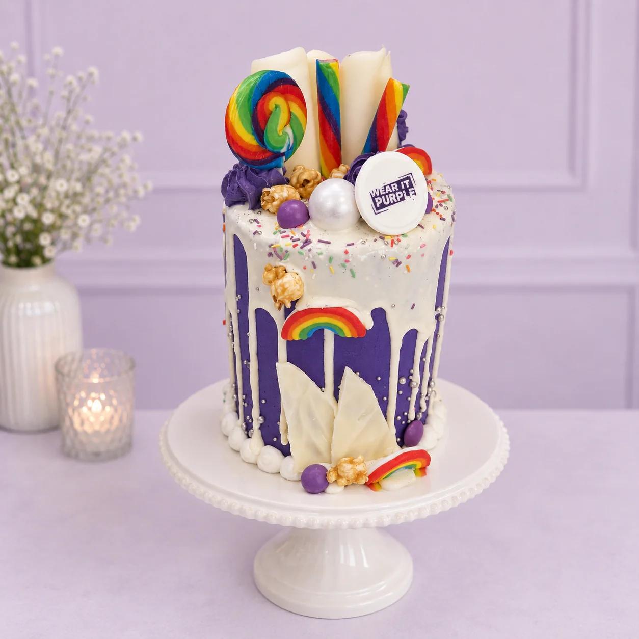 Wear It Purple Drip Cake