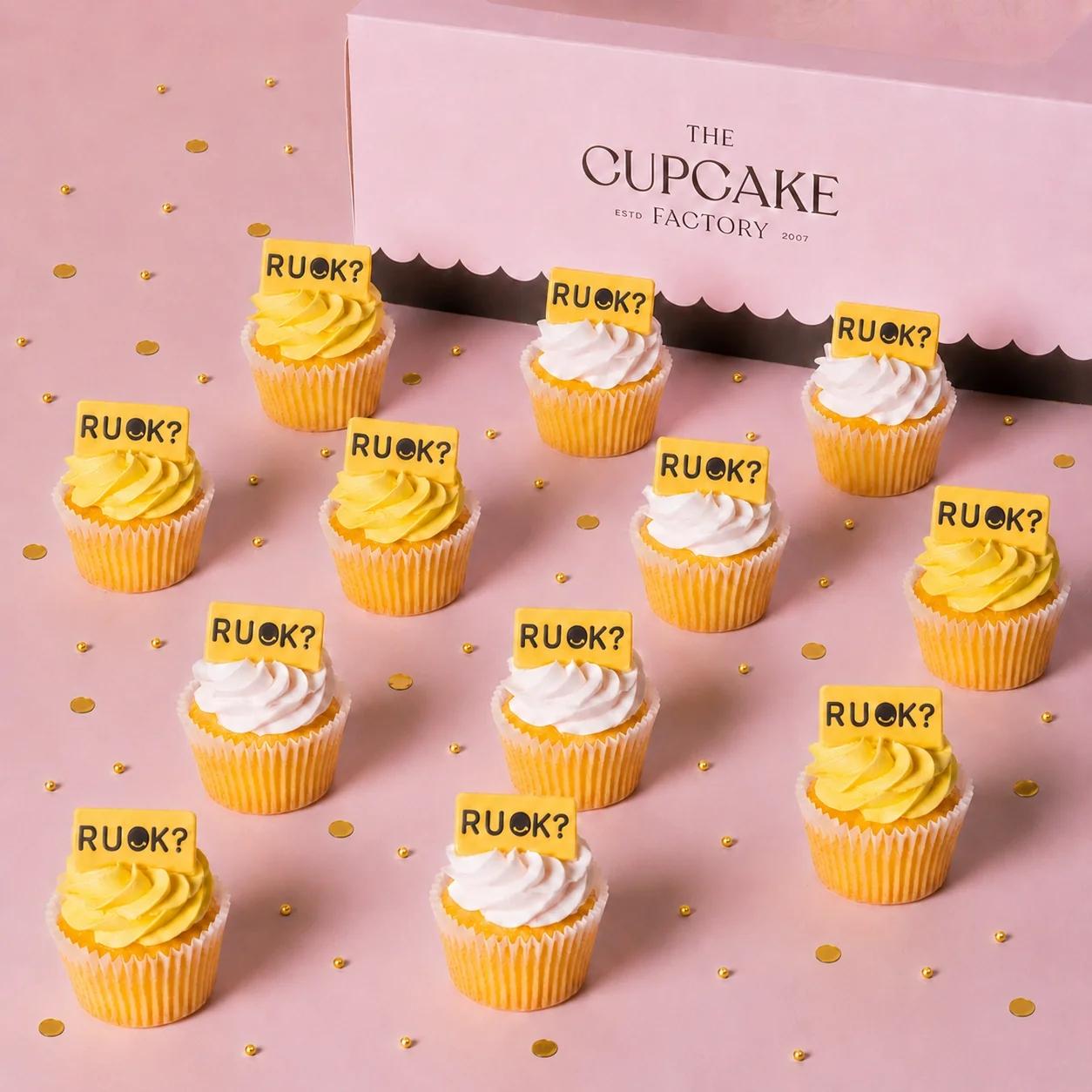 R U OK? Day Mini Vegan Vanilla Cupcakes