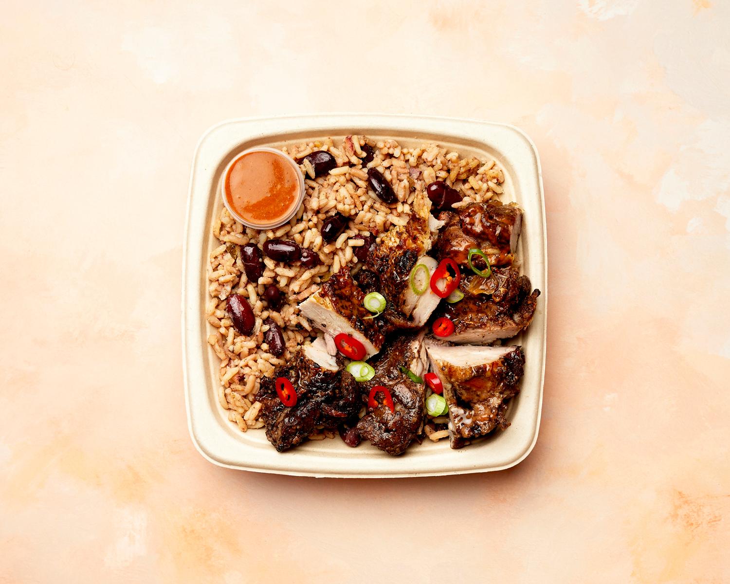 Dorothy's Jerk Chicken & Rice and Peas