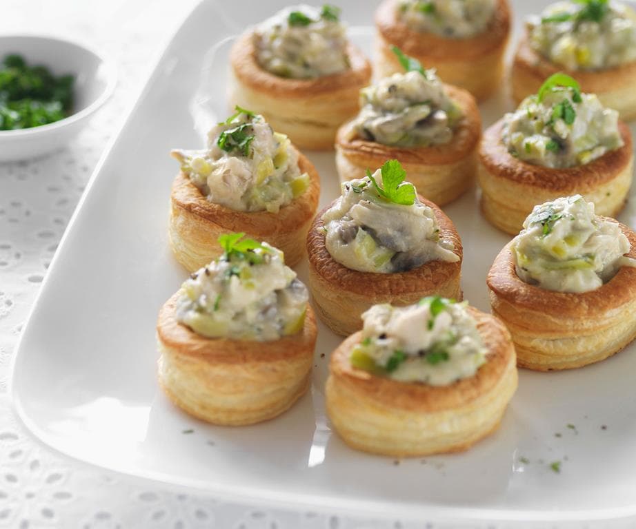 Mini chicken and mushroom vol au vents