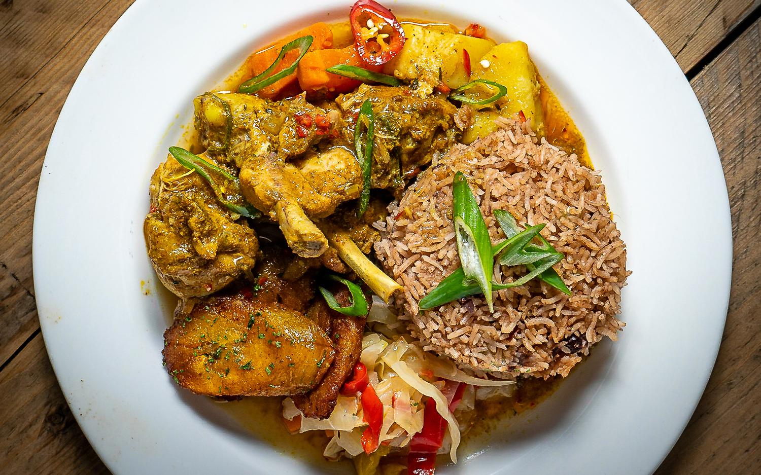 Curry Chicken with Rice & Peas