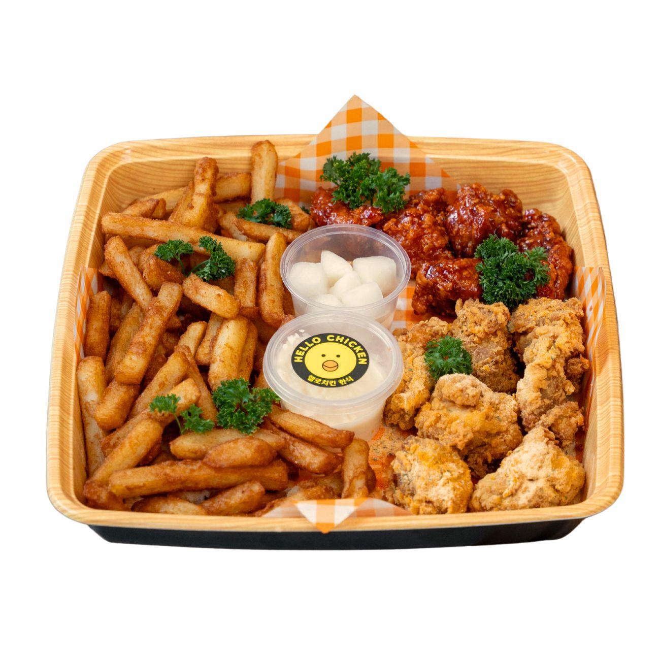 Half & Half Korean Fried Chicken & Chips Platter