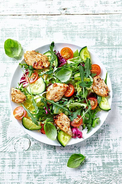 Chicken ,cucumber, tomato yoghurt salad