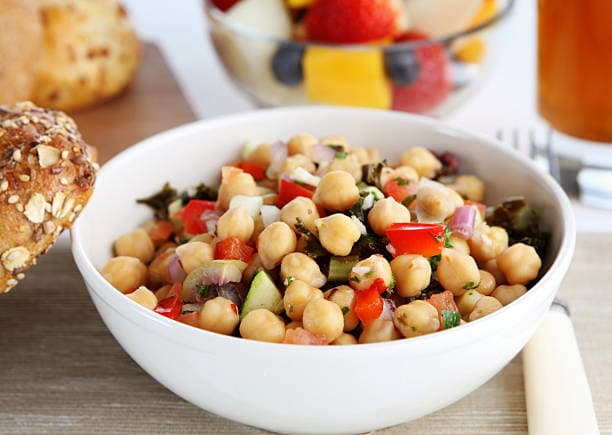 Chick pea, spring onion and tomato salad