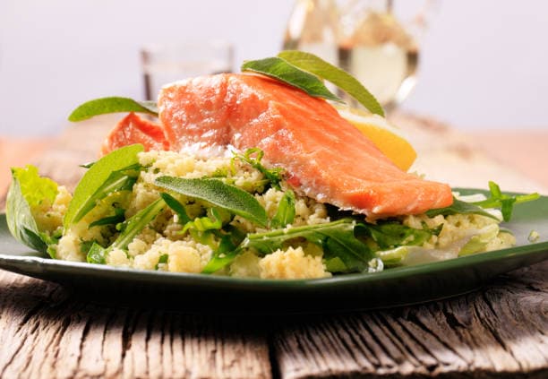 Salmon and cous cous salad