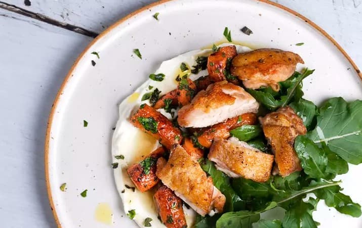 Chicken, carrot, rocket and orange salad