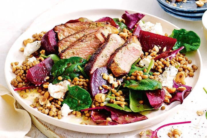 Beef Steak on Lentil Salad