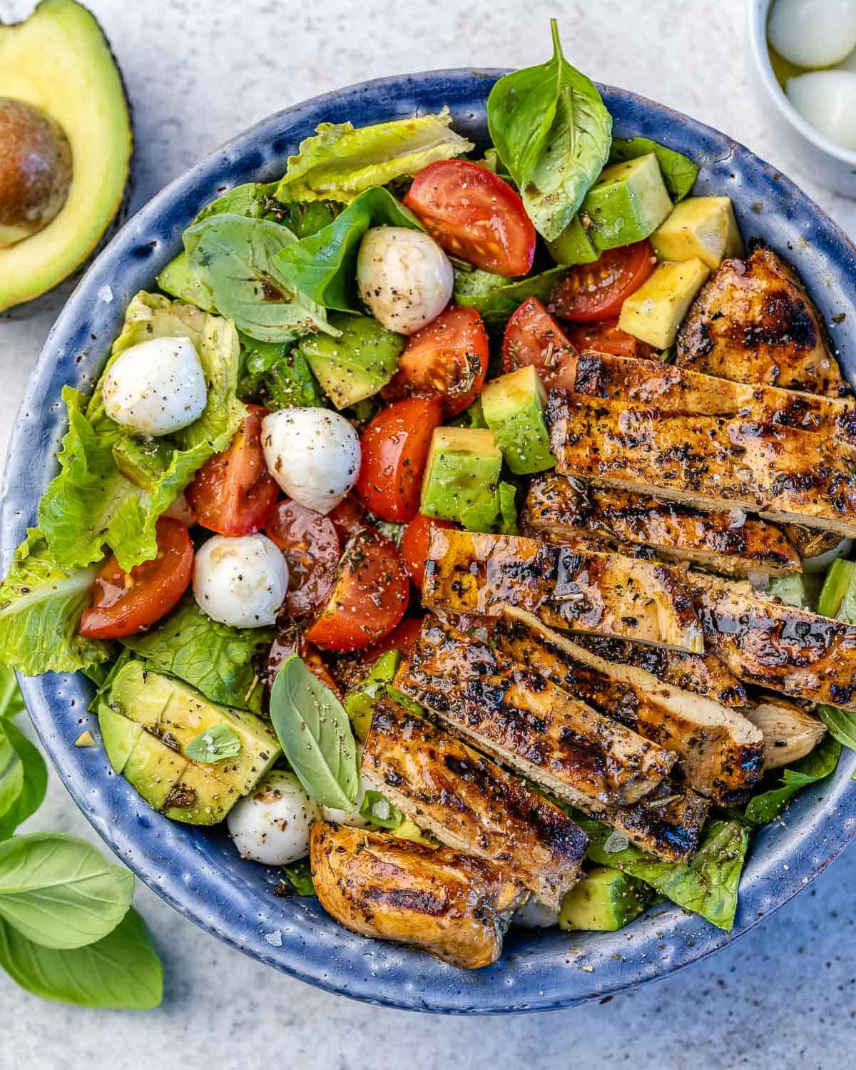 Chicken Caprese  avocado salad