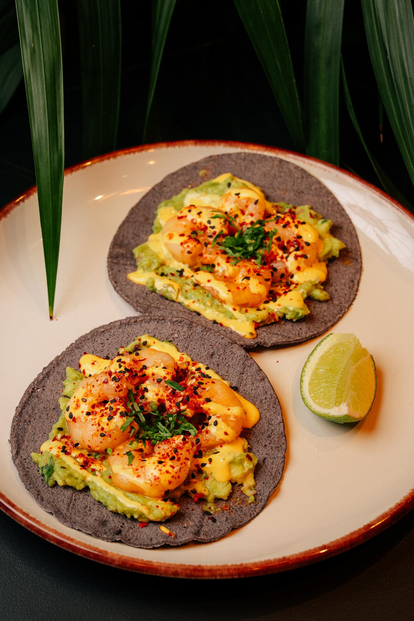 Miso Lime Tiger Prawn Tostada