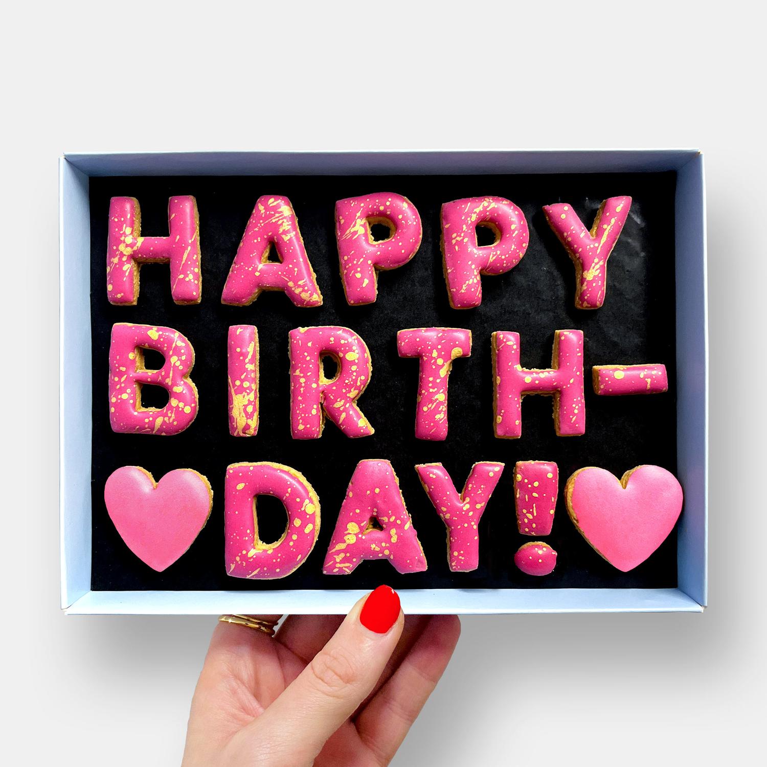 Happy Birthday! Letterbox Message Cookies Pink