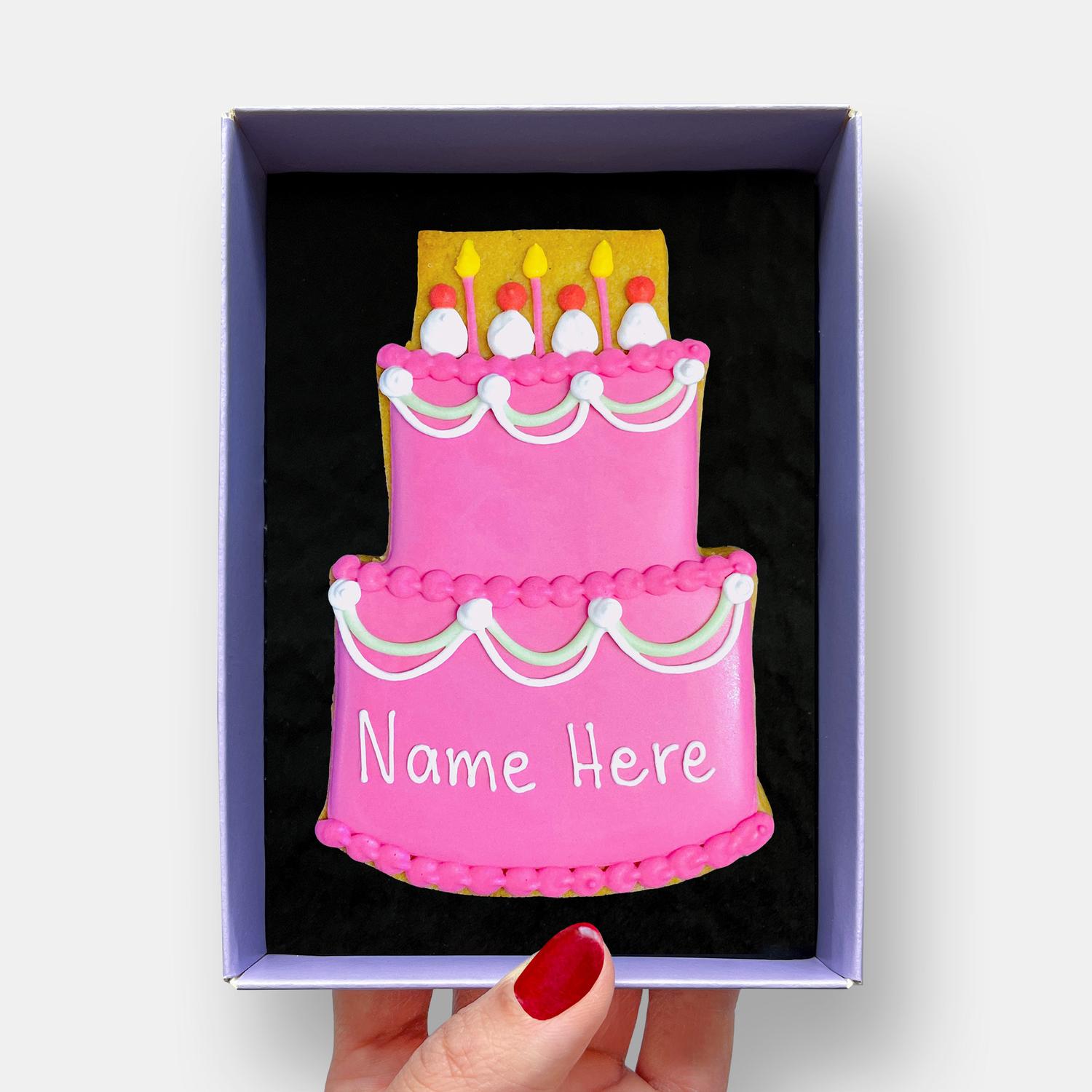 Personalised Pink Birthday Cake Cookie