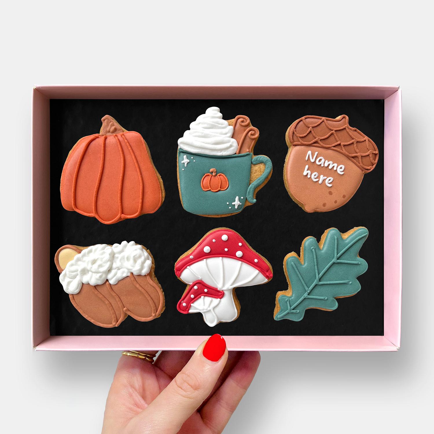 Personalised Cosy Autumn Letterbox Iced Cookies