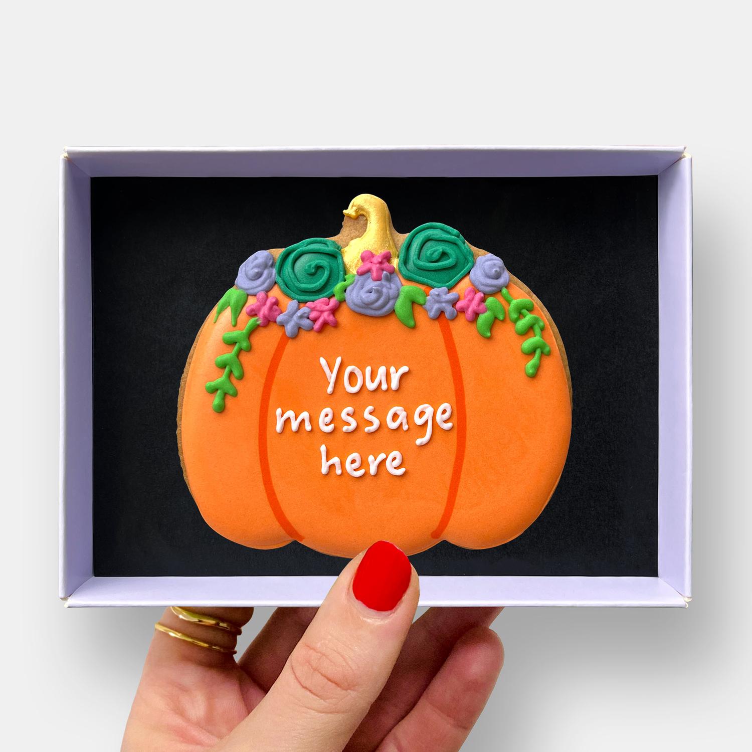 Personalised Floral Pumpkin Iced Cookie