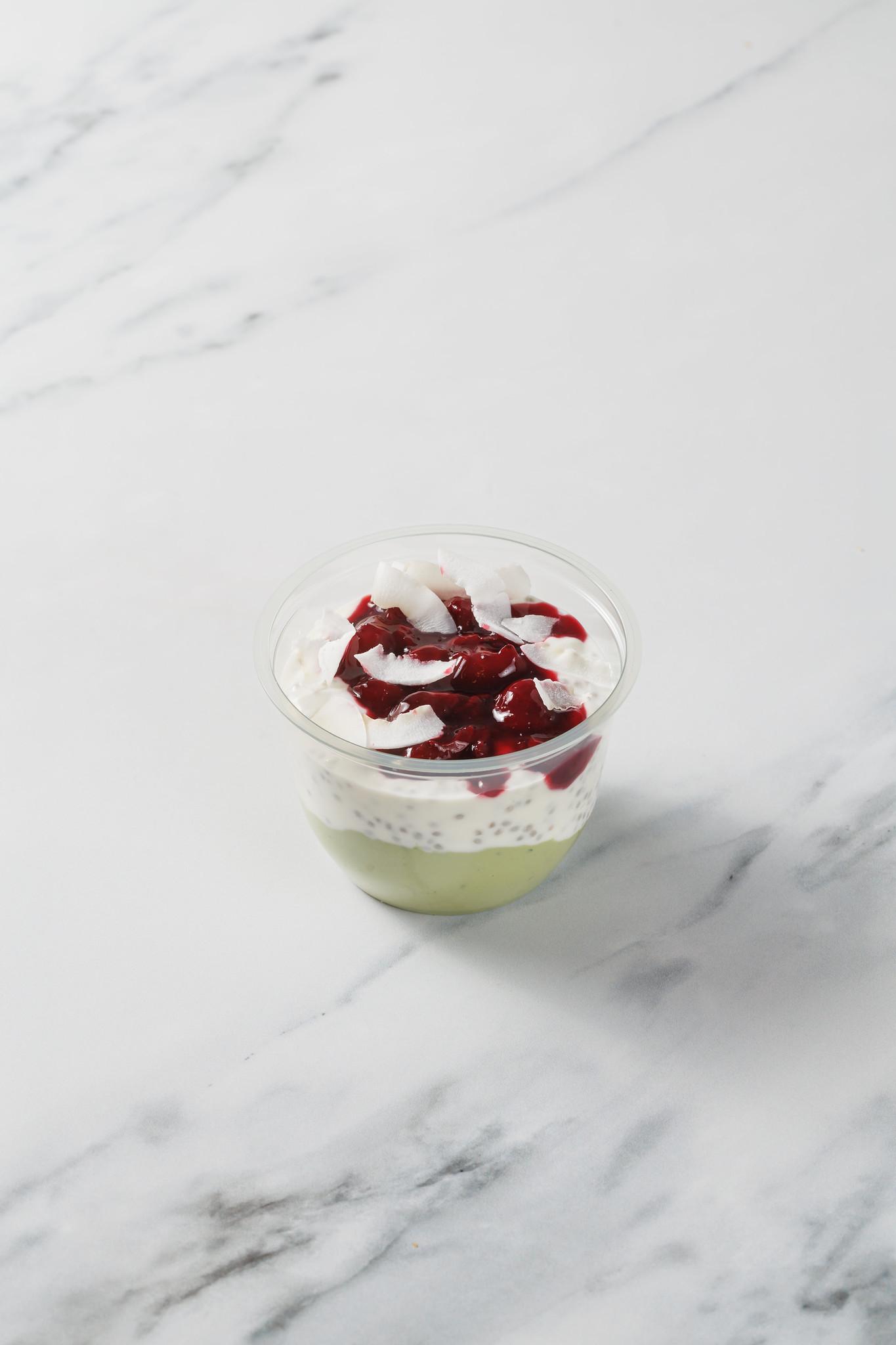 Cherry Matcha Yoghurt Pot