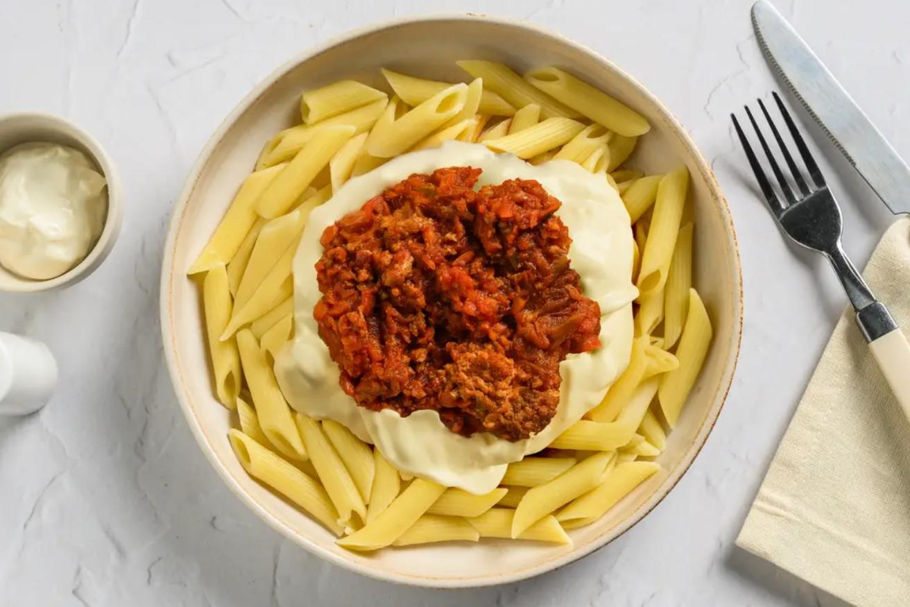 Italian Beef Ragu with Penne & Cheese Sauce