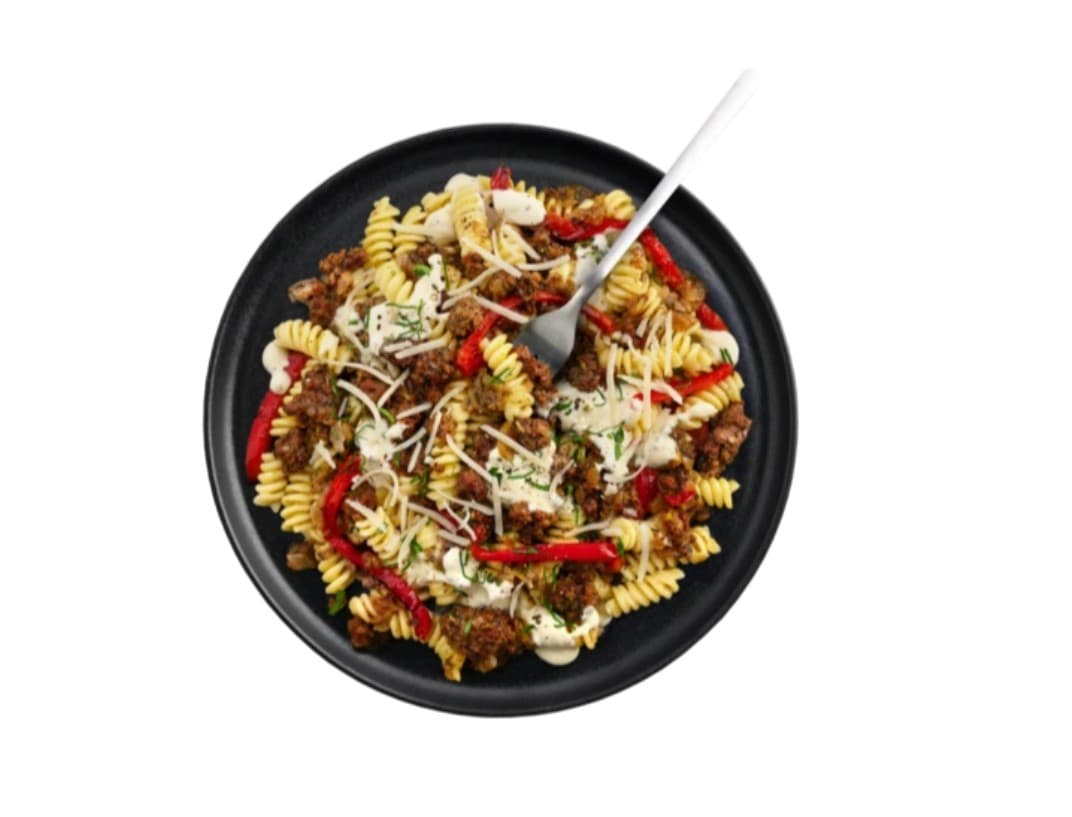 Fuel'd Philly Beef Pasta with Grated Cheddar