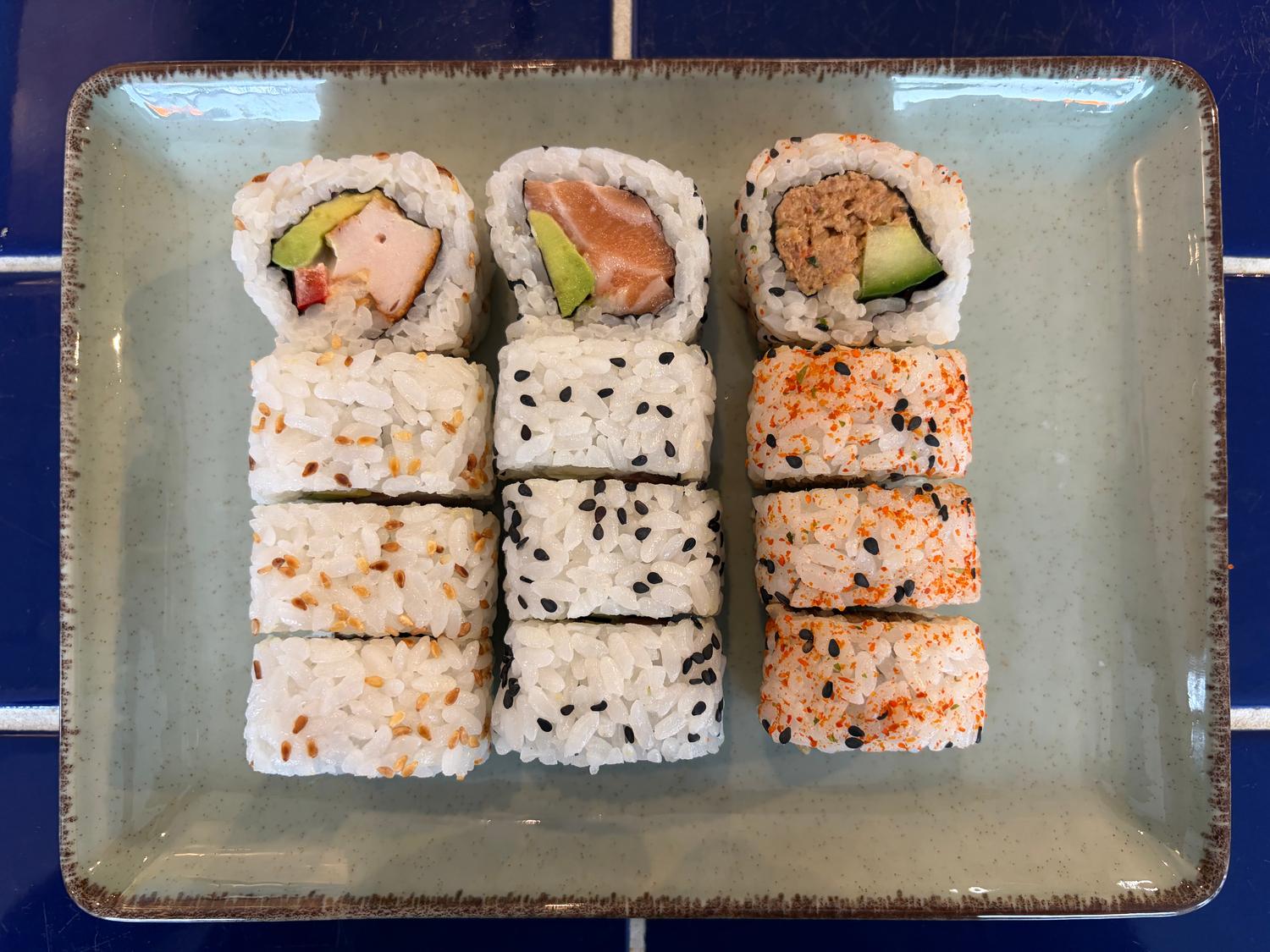 Sushi Chicken, Salmon & Spicy Tuna