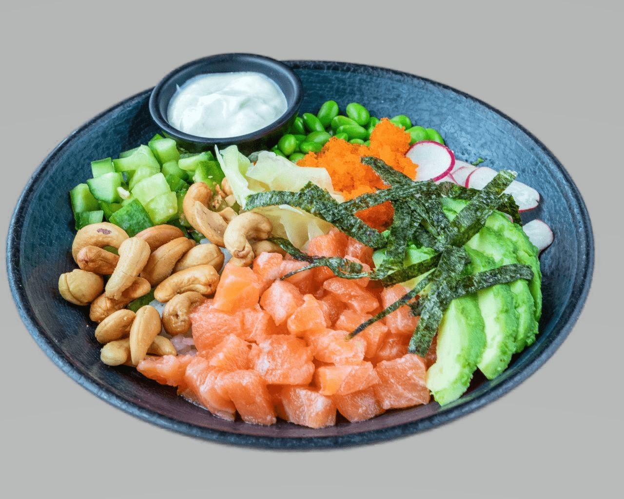 NUTTY SALMON POKE BOWL
