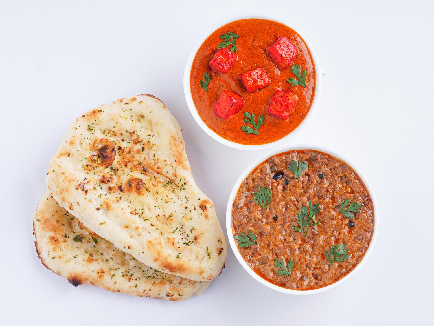 Paneer Tikka Masala & Daal Makhani Garlic Naan Box