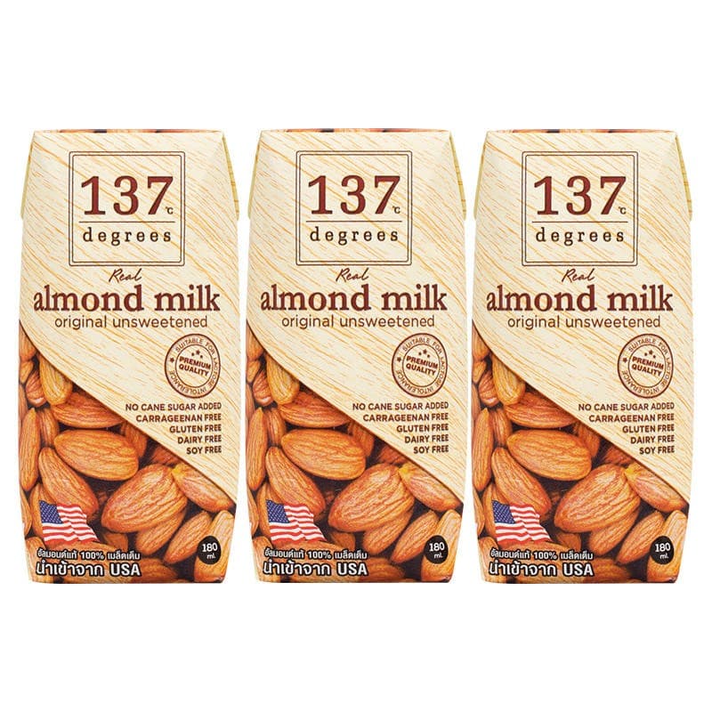 137 Degrees Almond Milk Unsweetened (180ml x 36)