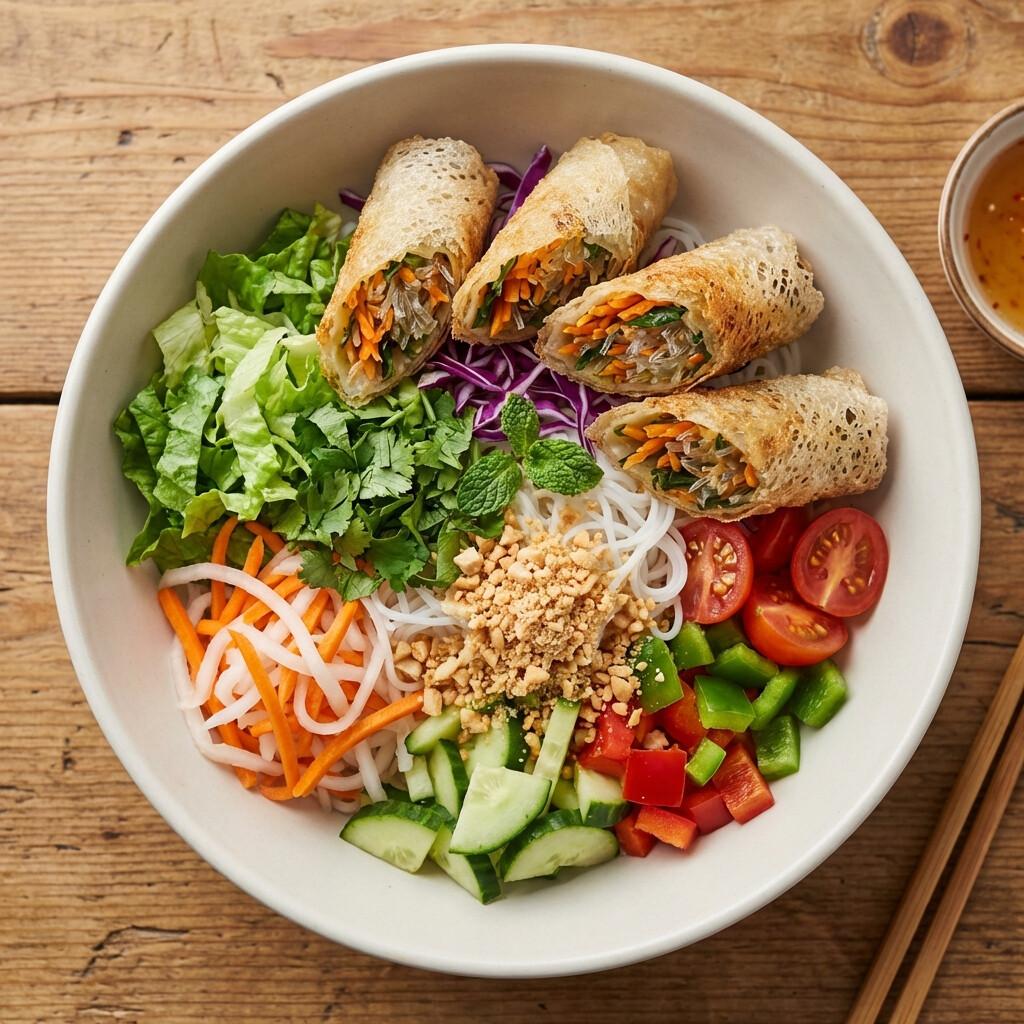 Veggie Spring Rolls Vermicelli Noodle Salad