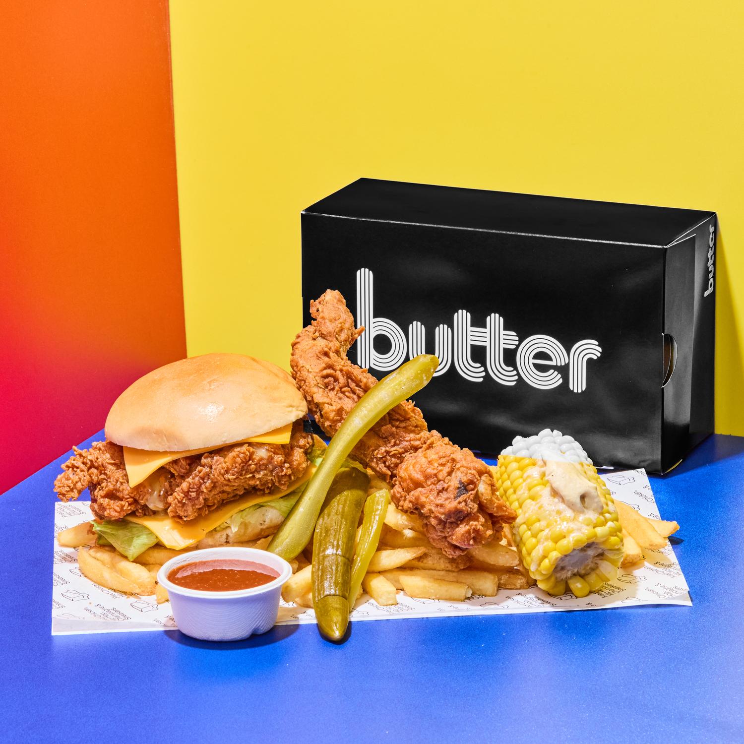 Cheezus Fried Chicken Sandwich + Dessert ButterBox