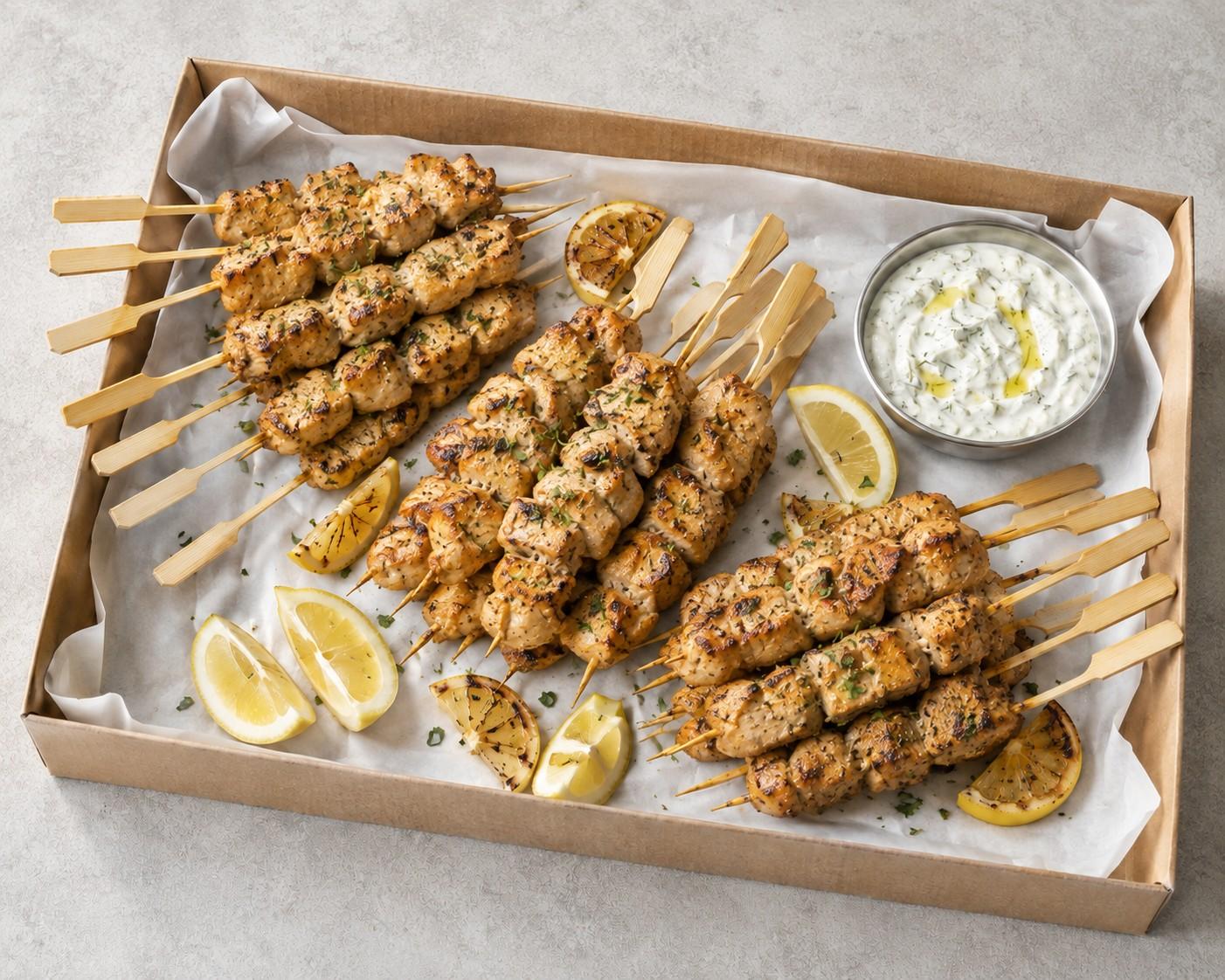 Greek Chicken Souvlakia with Tzatziki - Pack of 18