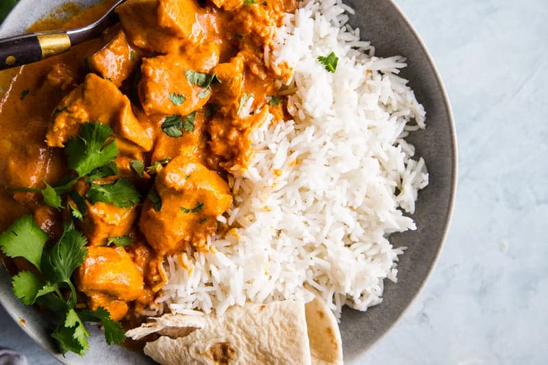 Our popular Butter Chicken, Rice and Naan Bread