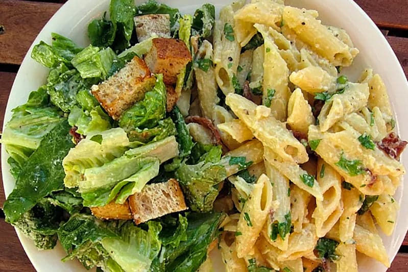 Penne Carbonara and Chef’s Salad