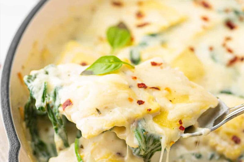 Spinach and Ricotta Ravioli in Creamy Sauce