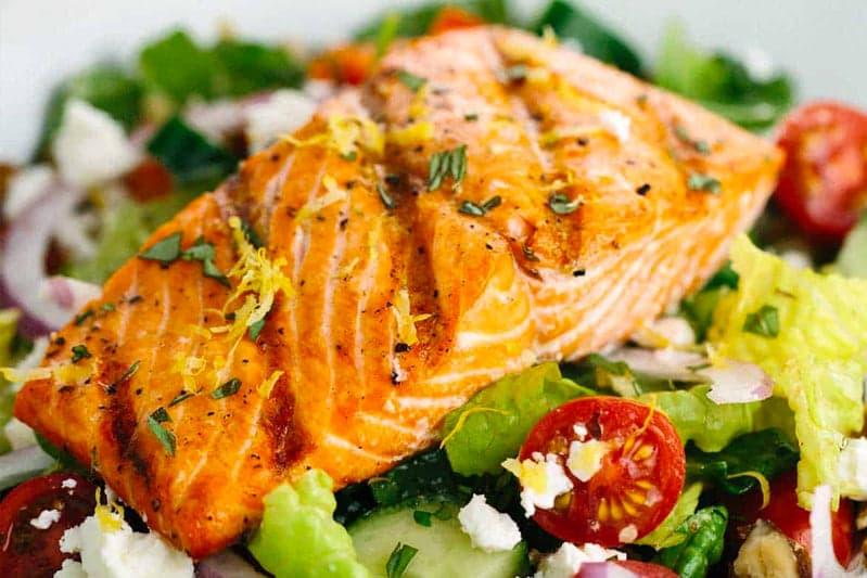 Grilled Salmon Mediterranean Salad