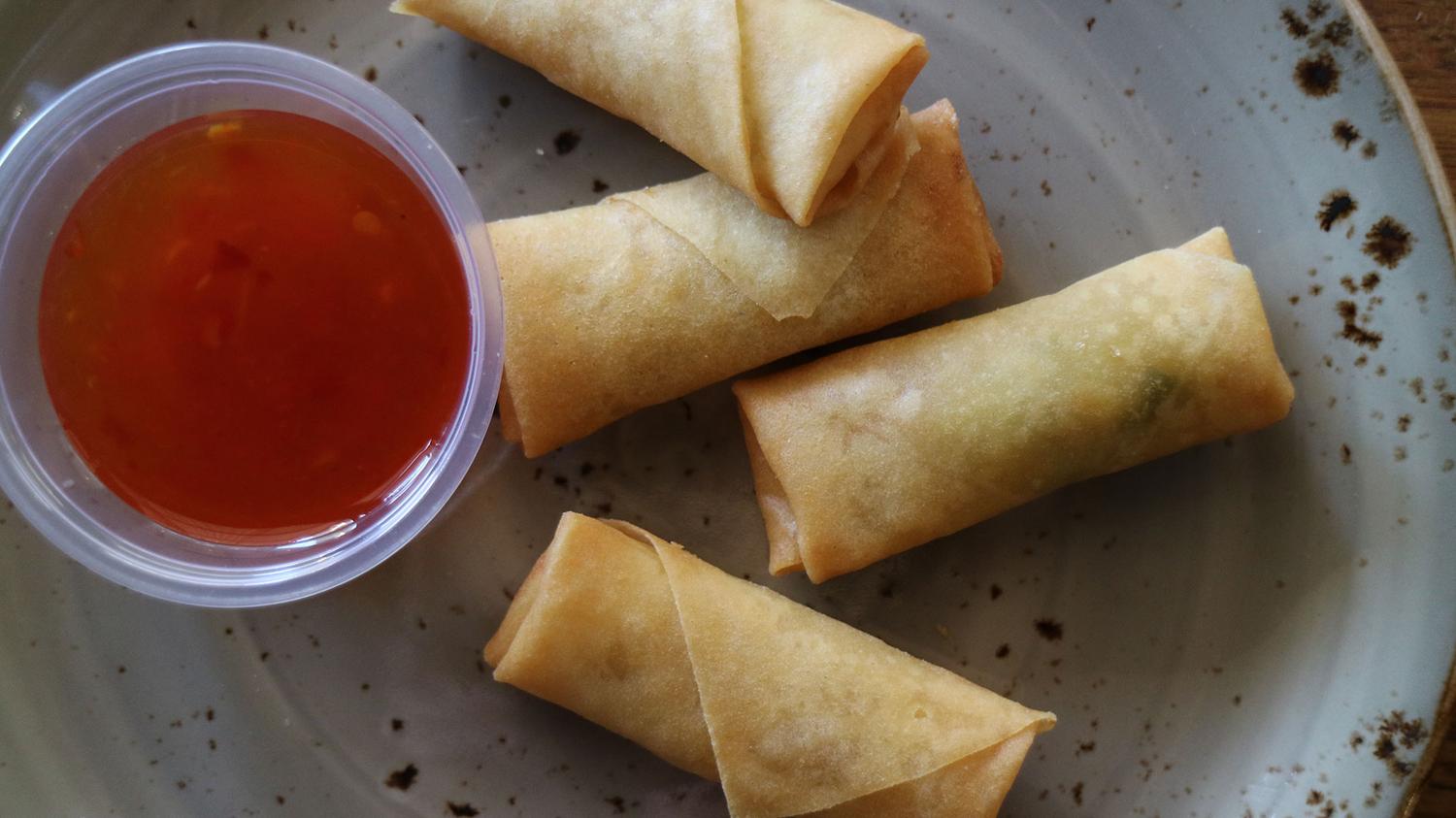 Vegetarian Spring Roll and Samosa