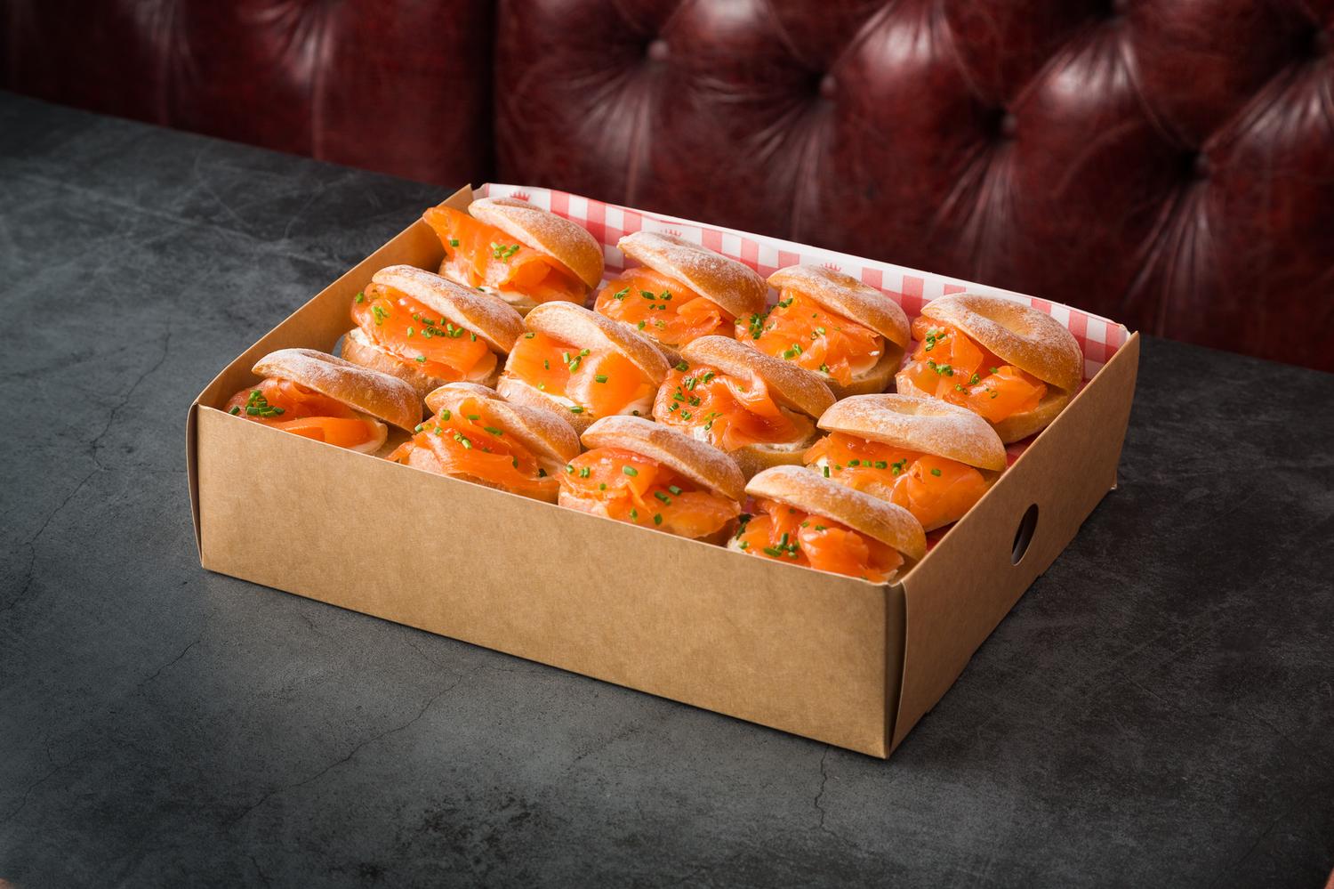 Mini Smoked Salmon and Cream Cheese Bagels (12)