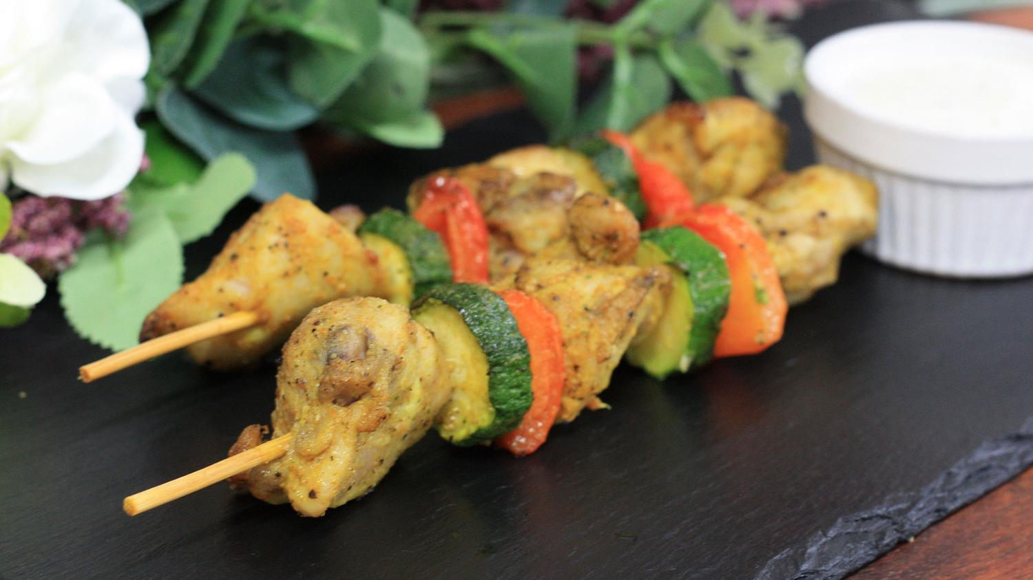 Moroccan Chicken and Vegetable Skewers
