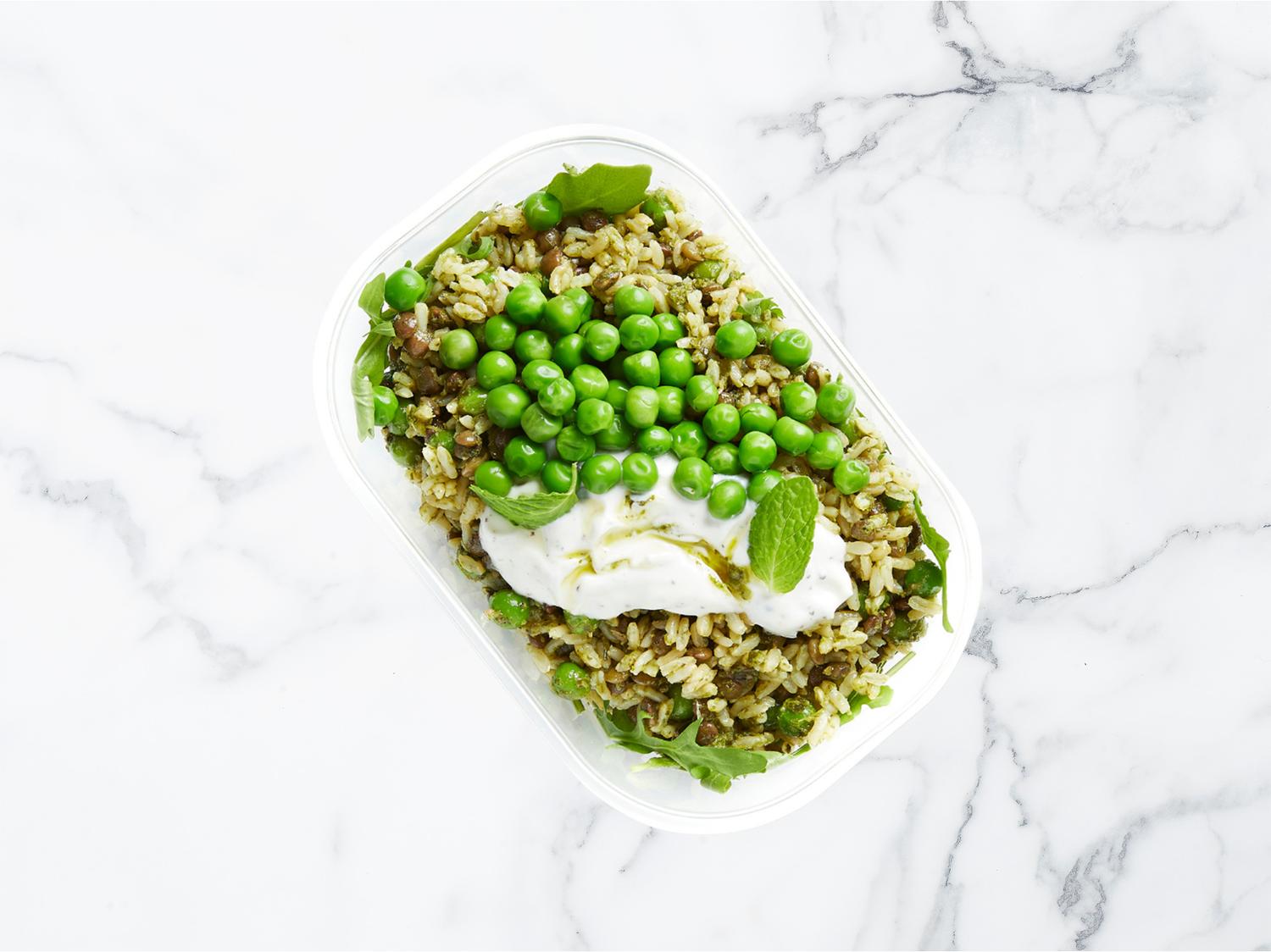 Brown Rice, Pea and Lentils Salad Individual Bowl