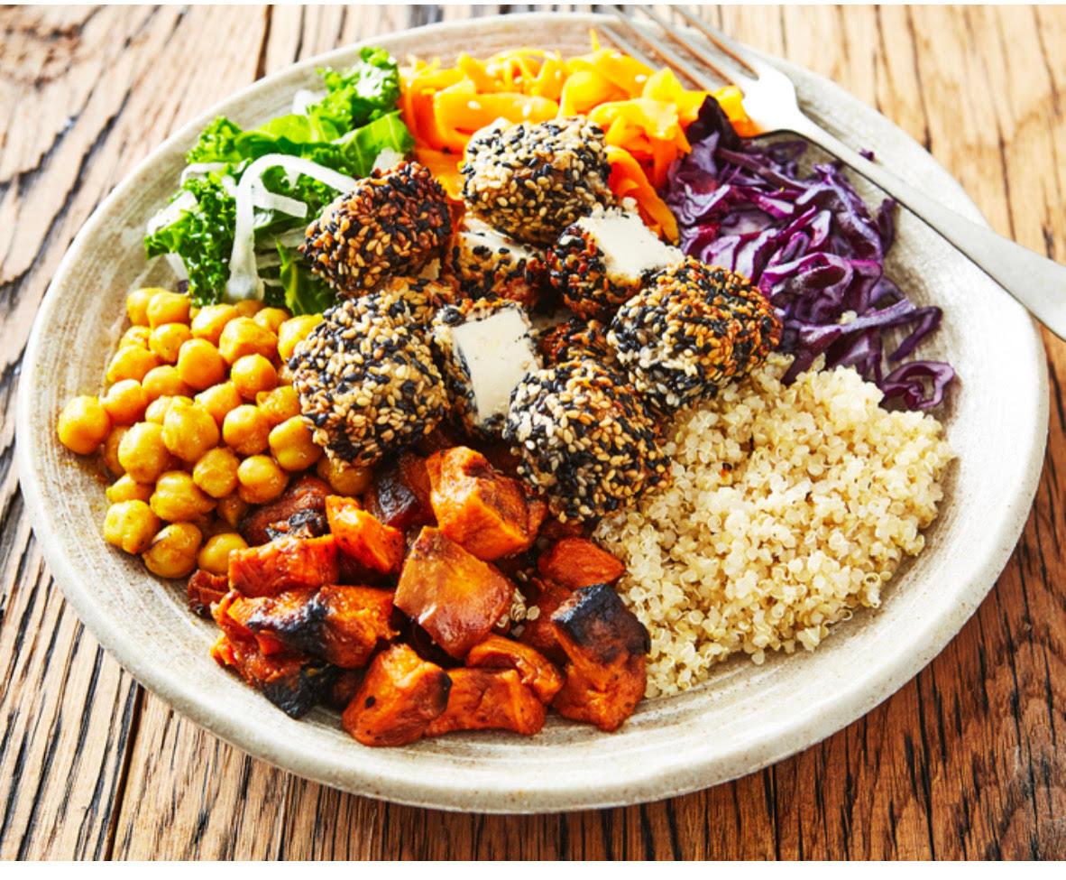 Sesame Tofu Buddha Bowl platter