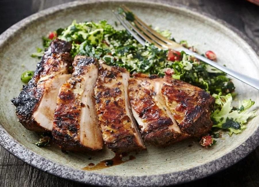 Smoked Jerk Chicken, Za'atar Sweet Potatoe Platter