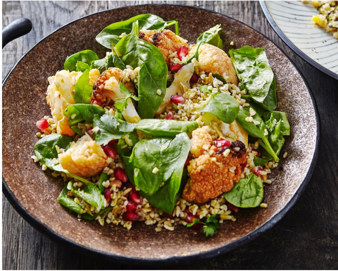 Baked Cauliflower and Freekeh salad 