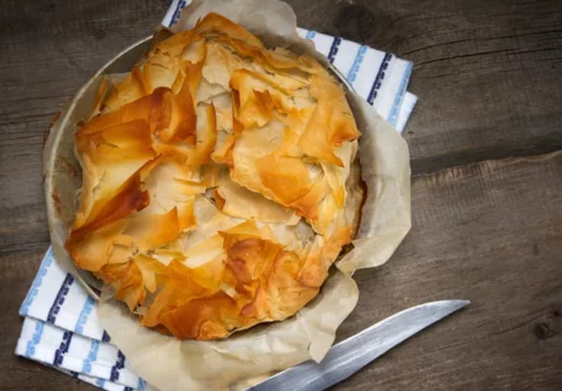 Tomato Spinach and Egg Filo Pie