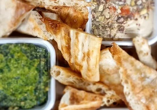Homemade Dips and Flat Bread Platter