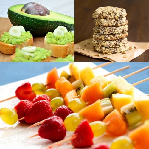 Avocado Bruschetta, Vegan Biscuit, FruitSkewer Box