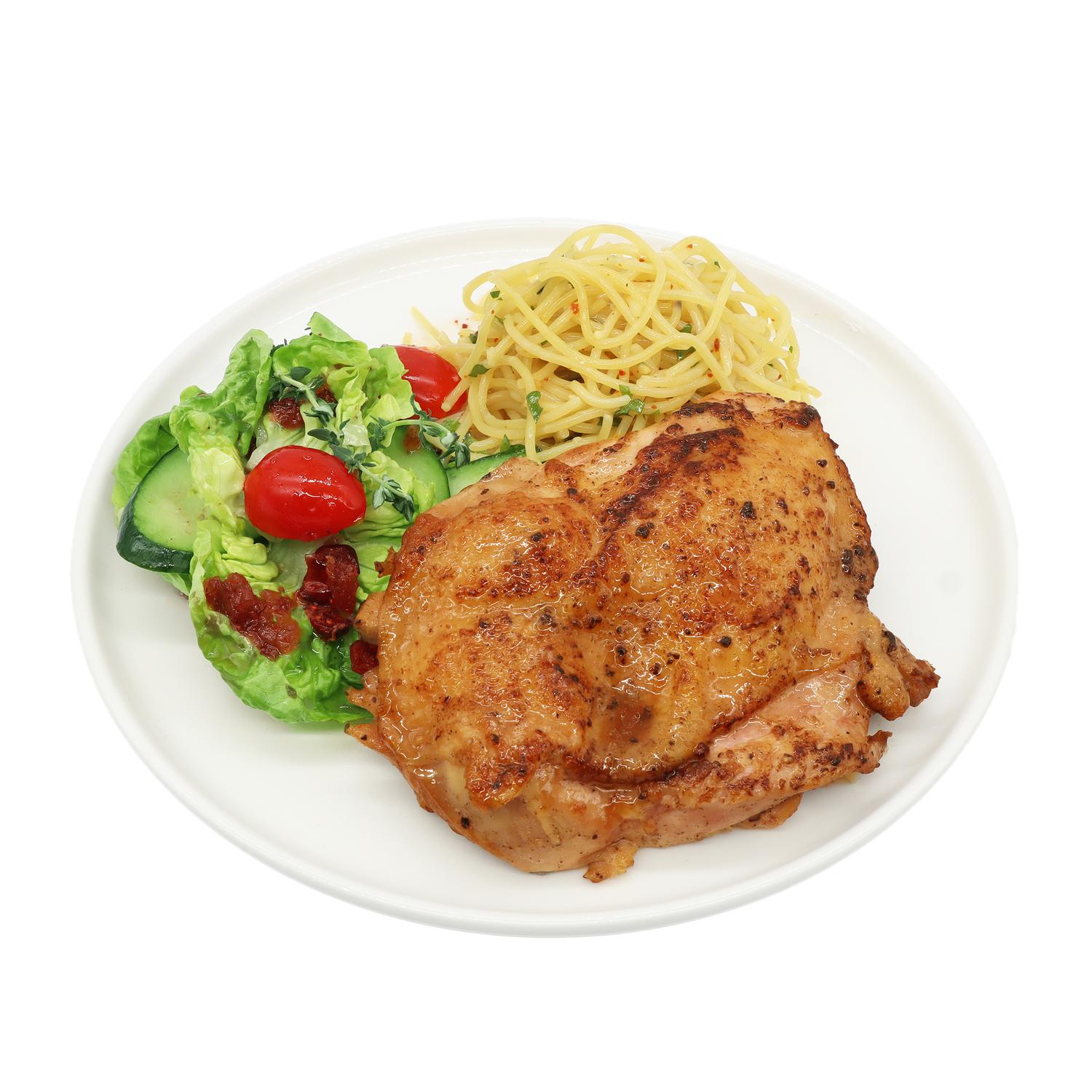 Chicken Chop with Aglio Olio Pasta & Salad