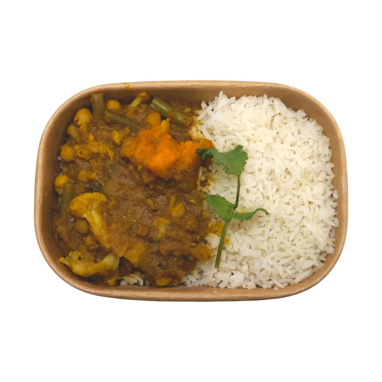 Cauliflower Chickpea Curry Rice Bowl