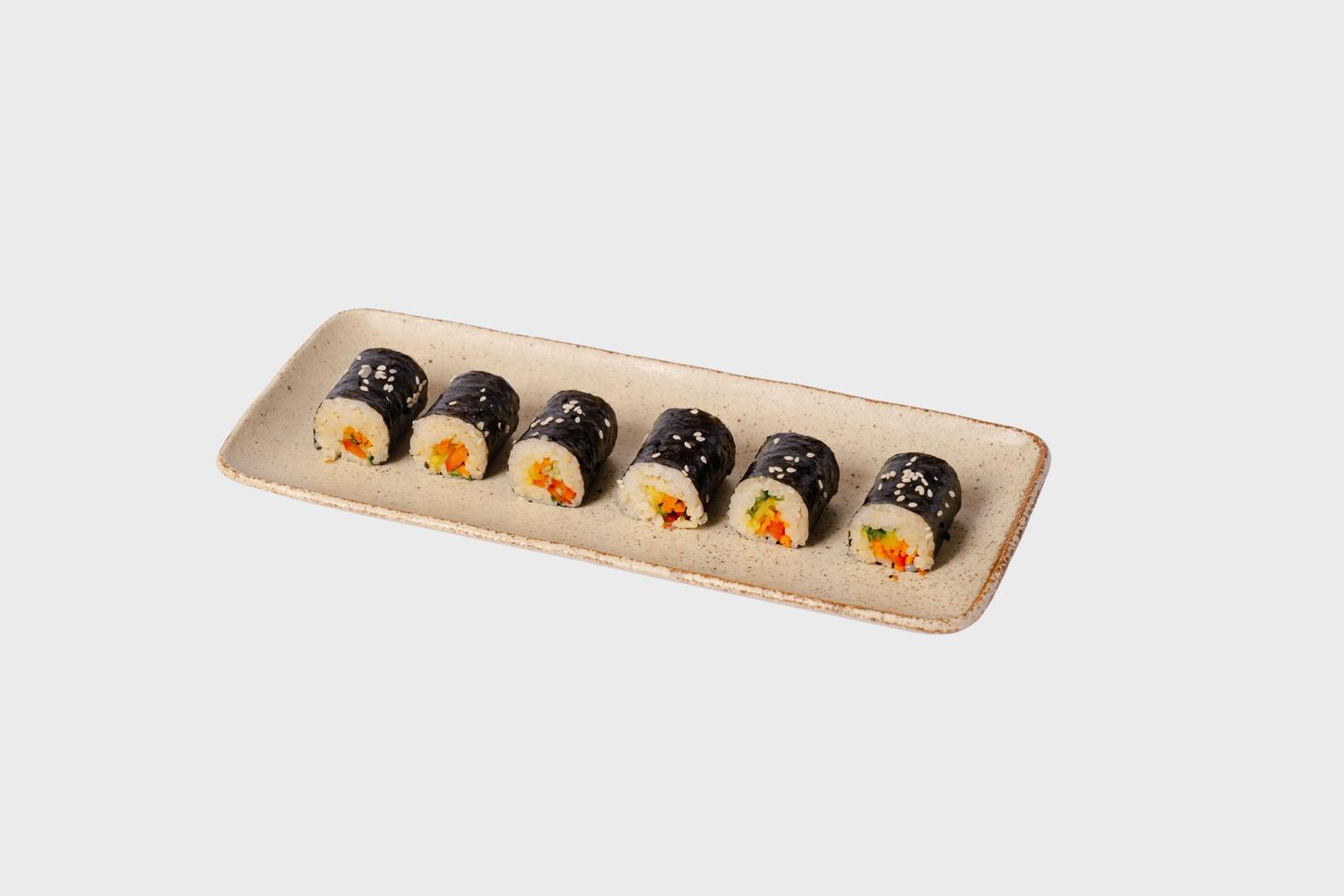 Mini Vegetable Kimbap with Soy Mustard Sauce