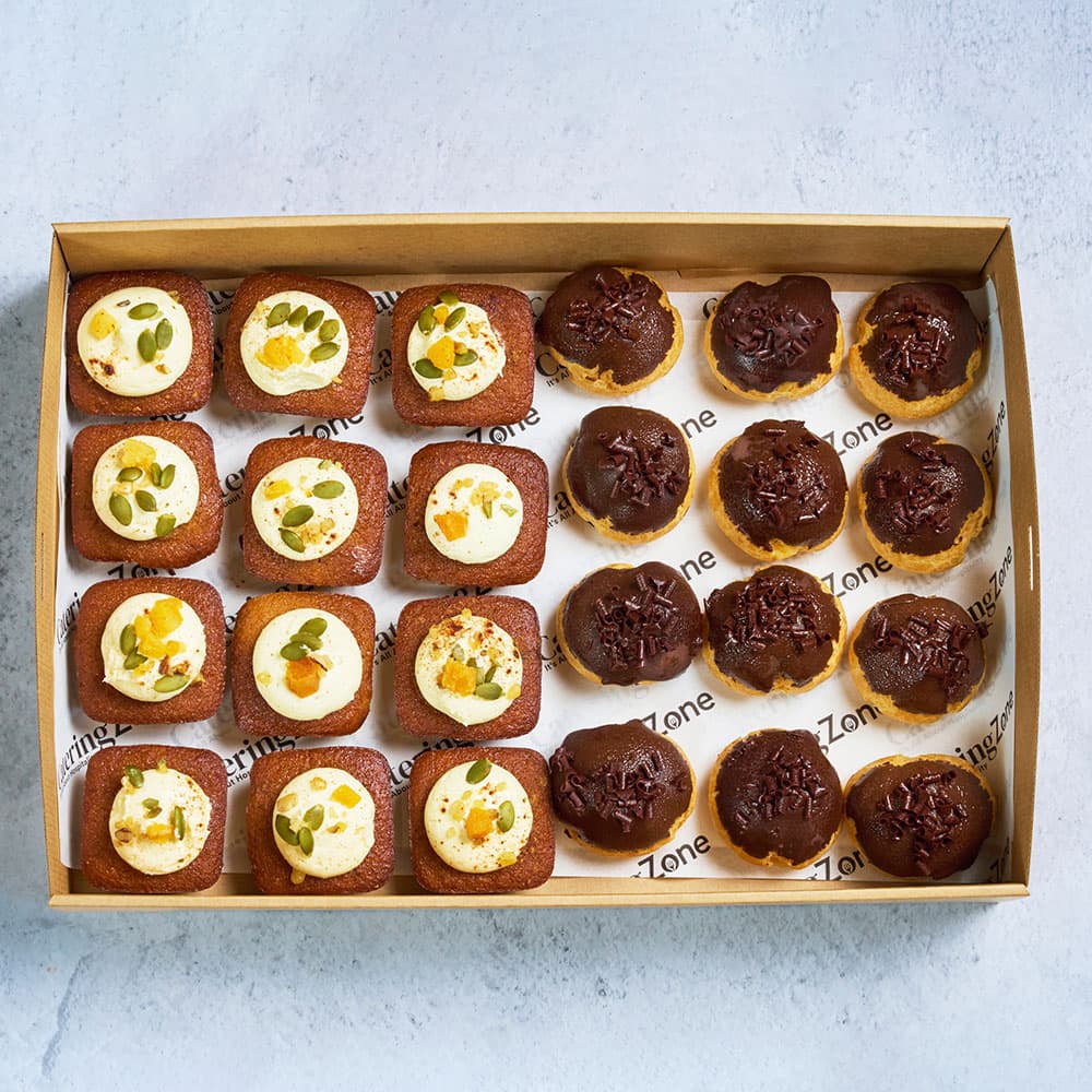 Mini Carrot Cake & Choclate Profiterols -Box of 24