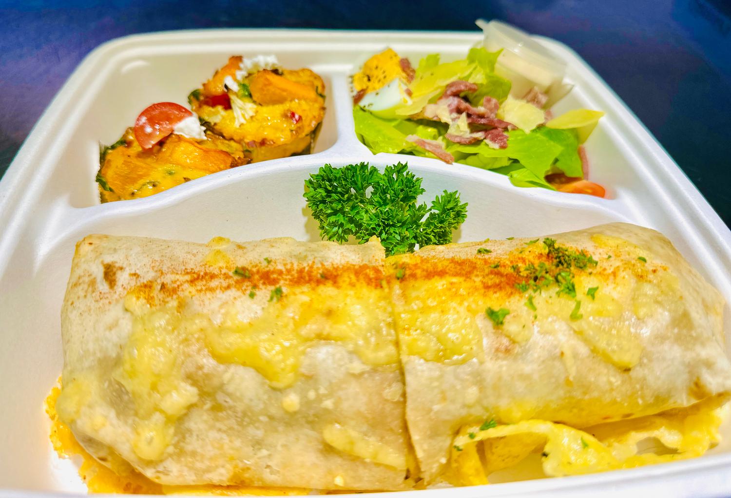 Satay Chicken Wrap and Salad Lunch Box