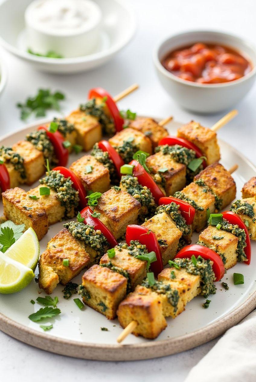 Herbs Tofu Cubes Skewers