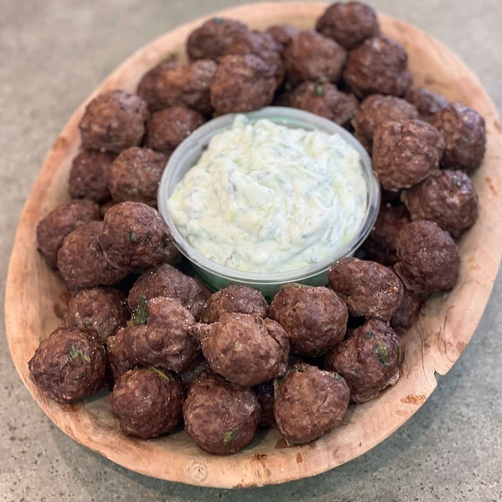 Spiced Meatballs with Zesty Tzatziki Platter