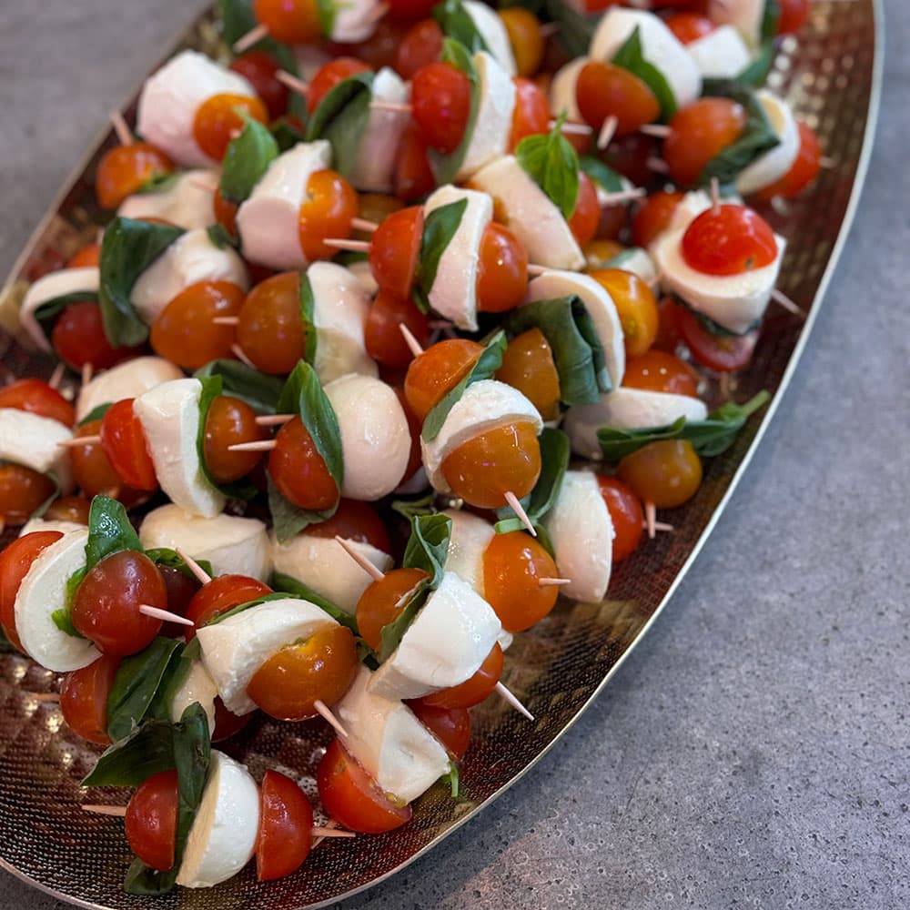 Caprese Skewers Cherry Tomatoes Mozzarella Platter